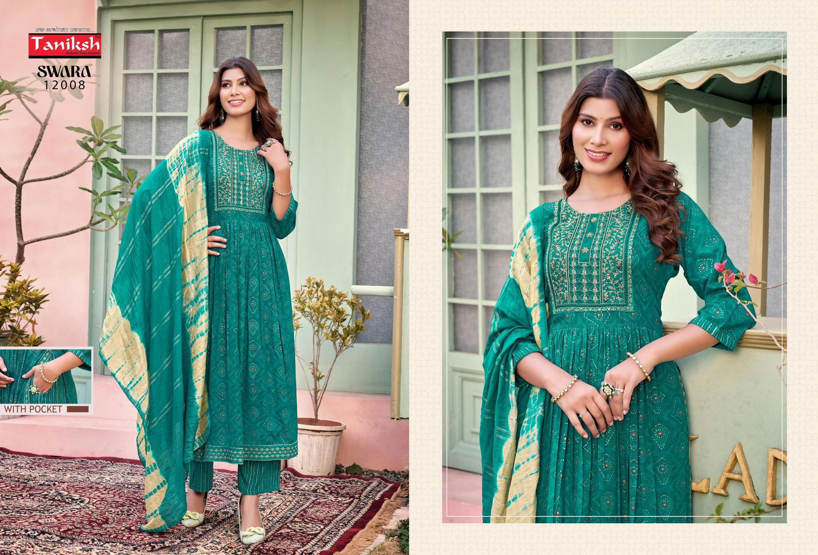 Swara Vol 12 By Taniksh Rayon Embroidery Kurti With Bottom Dupatta Wholesale Price In Surat
